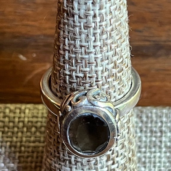 Vintage sterling silver smoky quartz w/ scroll designed ring handcrafted! 💕 - Picture 6 of 7